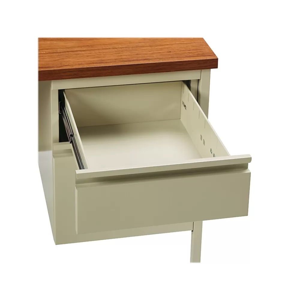 Hirsh 48"W Single-Pedestal Desk, Putty/Oak (20091) Shop