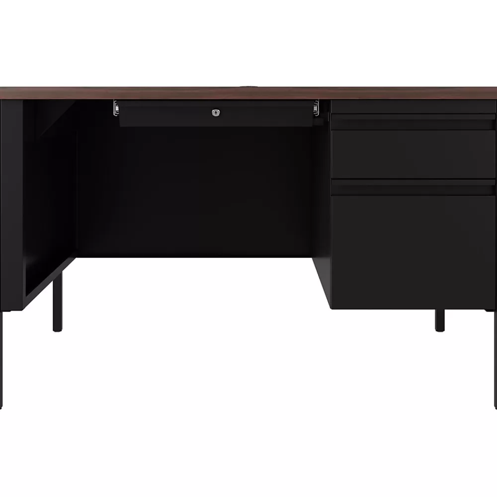 Hirsh 48"W Single-Pedestal Teacher's Desk, Black/Walnut (22642) Fashion