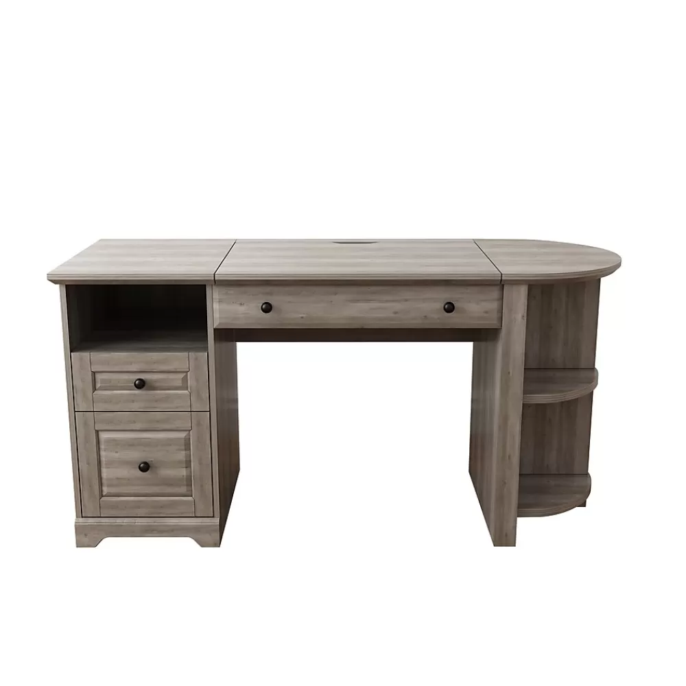 Homenations Lake Shore 6"-30"H Adjustable Standing Desk, Washed Gray (SH-OF-2602) Best