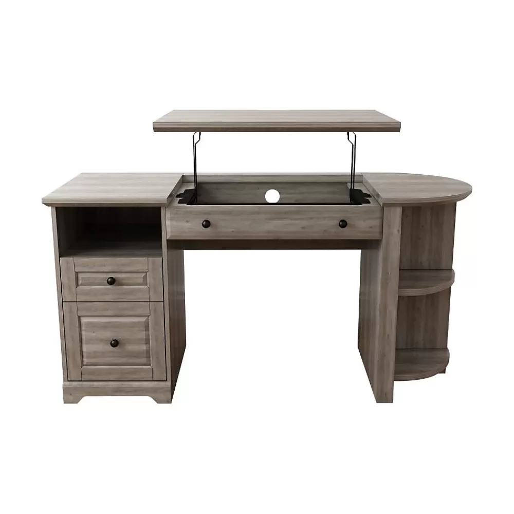 Homenations Lake Shore 6"-30"H Adjustable Standing Desk, Washed Gray (SH-OF-2602) Best