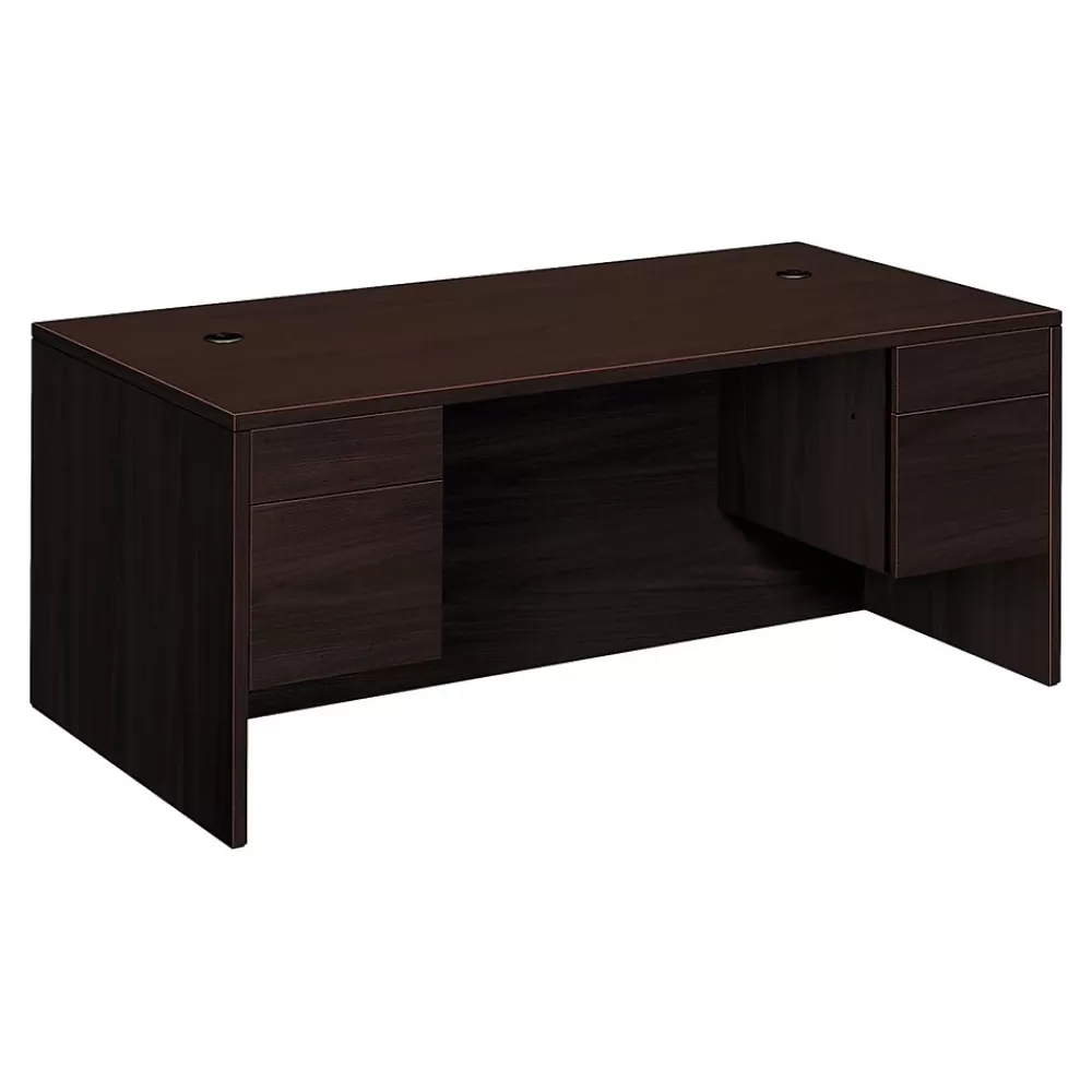 HON 10500 72" Double Pedestal Desk, Mahogany (H10593NN) Clearance