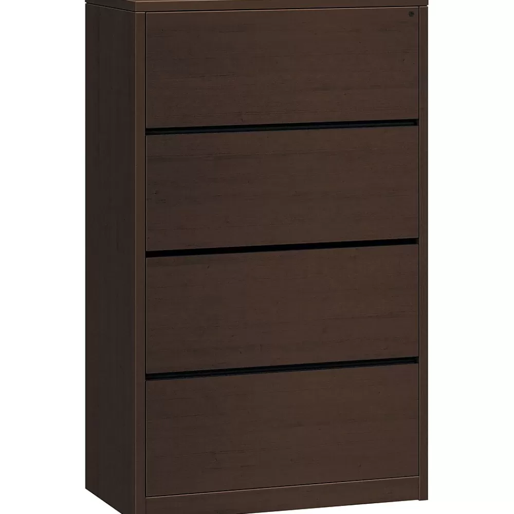 HON 10500 Series 4 Drawer Lateral File Cabinet, Mocha Finish, 36"W (10516MOMO) Online