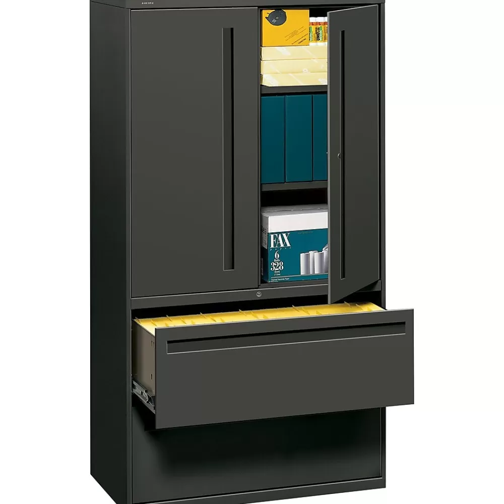 HON ® 700 Series 2 Drawer Lateral File Cabinet w/Roll-Out & Posting Shelves, Charcoal, Letter/Legal, 36"W (785LSS) Fashion
