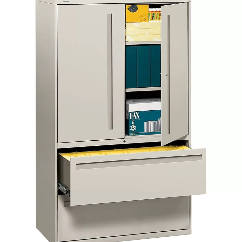 HON 700 Series 2 Drawer Lateral File Cabinet w/Roll-Out & Posting Shelves, Light Grey, Letter/Legal, 42"W (795LSQ) Store