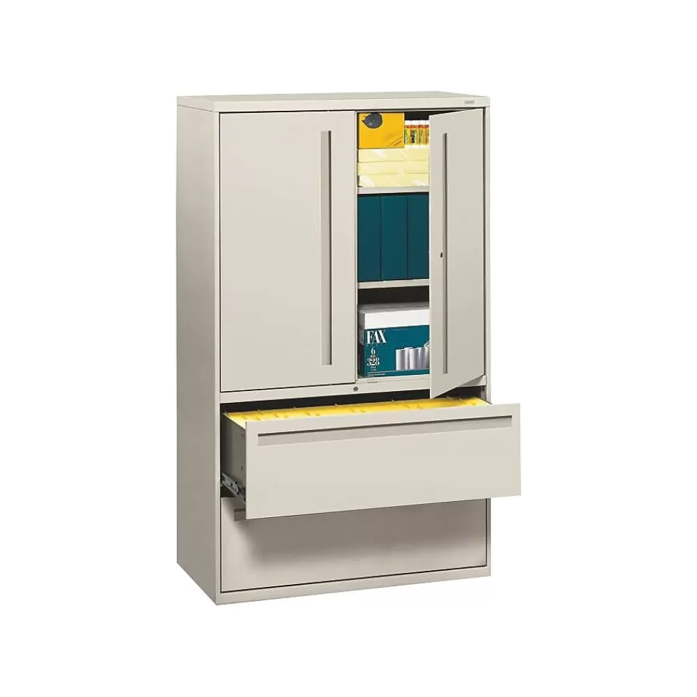 HON 700 Series 2 Drawer Lateral File Cabinet w/Roll-Out & Posting Shelves, Light Grey, Letter/Legal, 42"W (795LSQ) Store