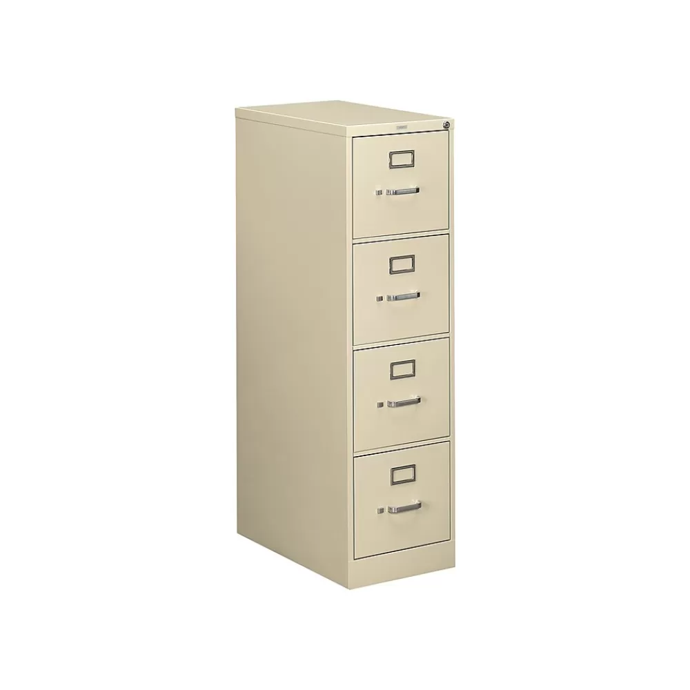 HON 510 Series 4 Drawer Vertical File Cabinet, Letter Size, Lockable, 52"H x 15"W x 25"D, Putty (514PL) Flash Sale