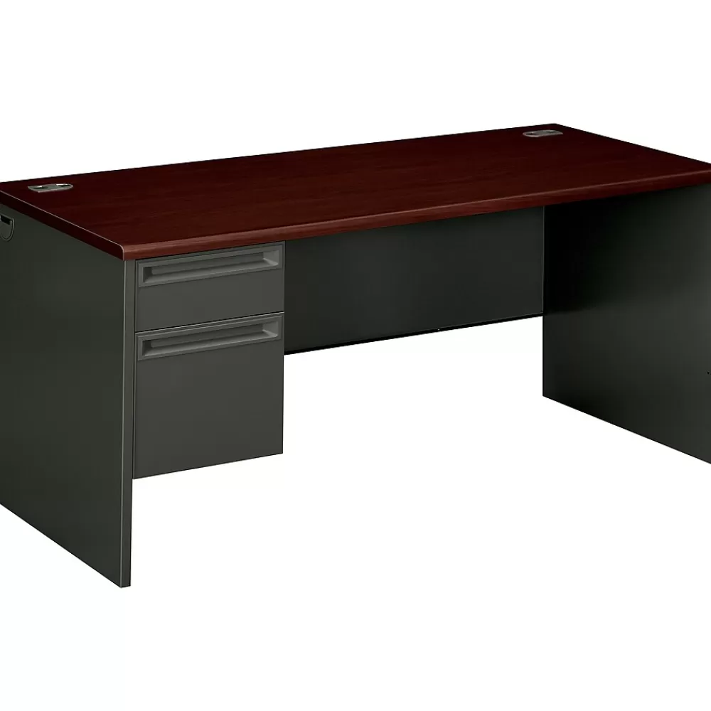 HON 38000 Series 66" Single Pedestal Desk, Charcoal (38292LNS) Discount