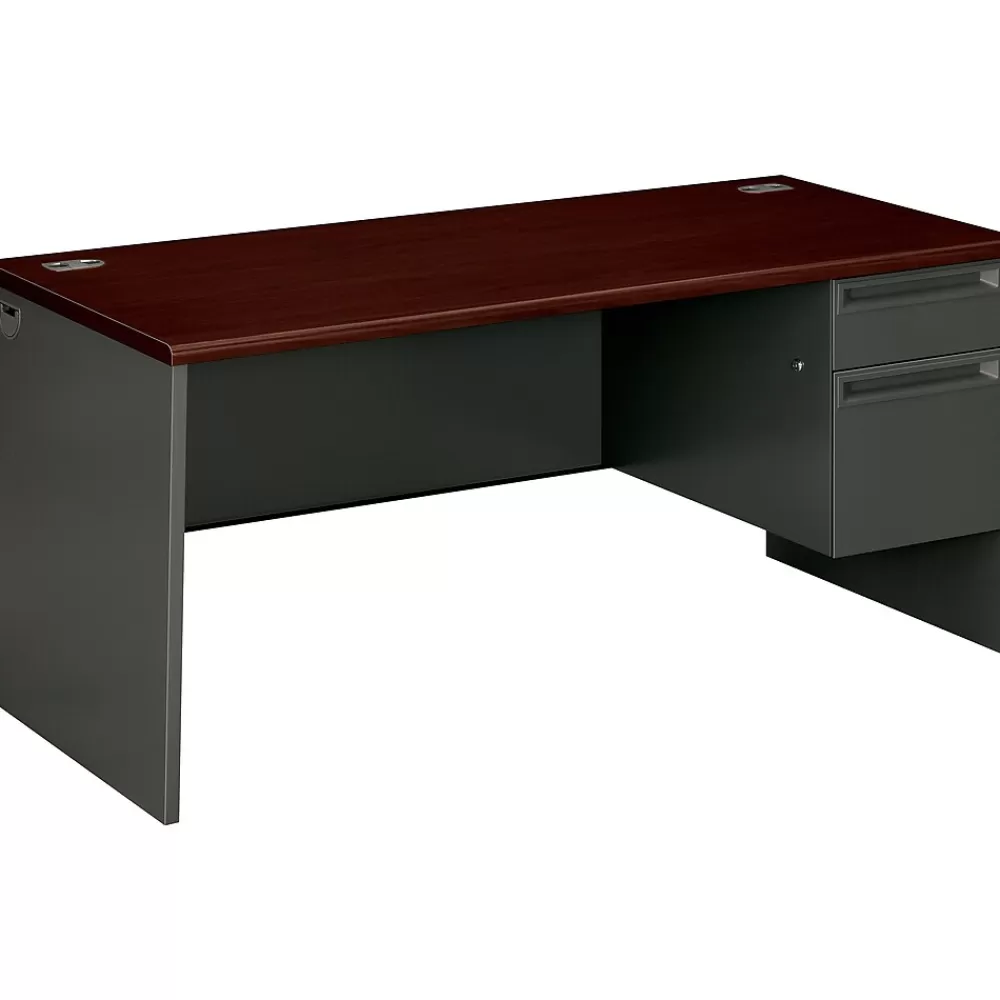 HON 38000 Series 66" Single Pedestal Desk, Charcoal (38291RNS) Sale