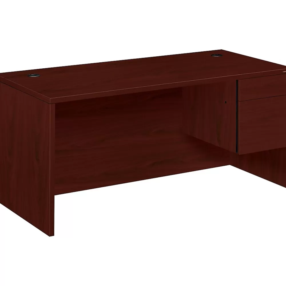 HON 10500 Series 66" Single Pedestal Desk, Mahogany (10583RNN) Hot