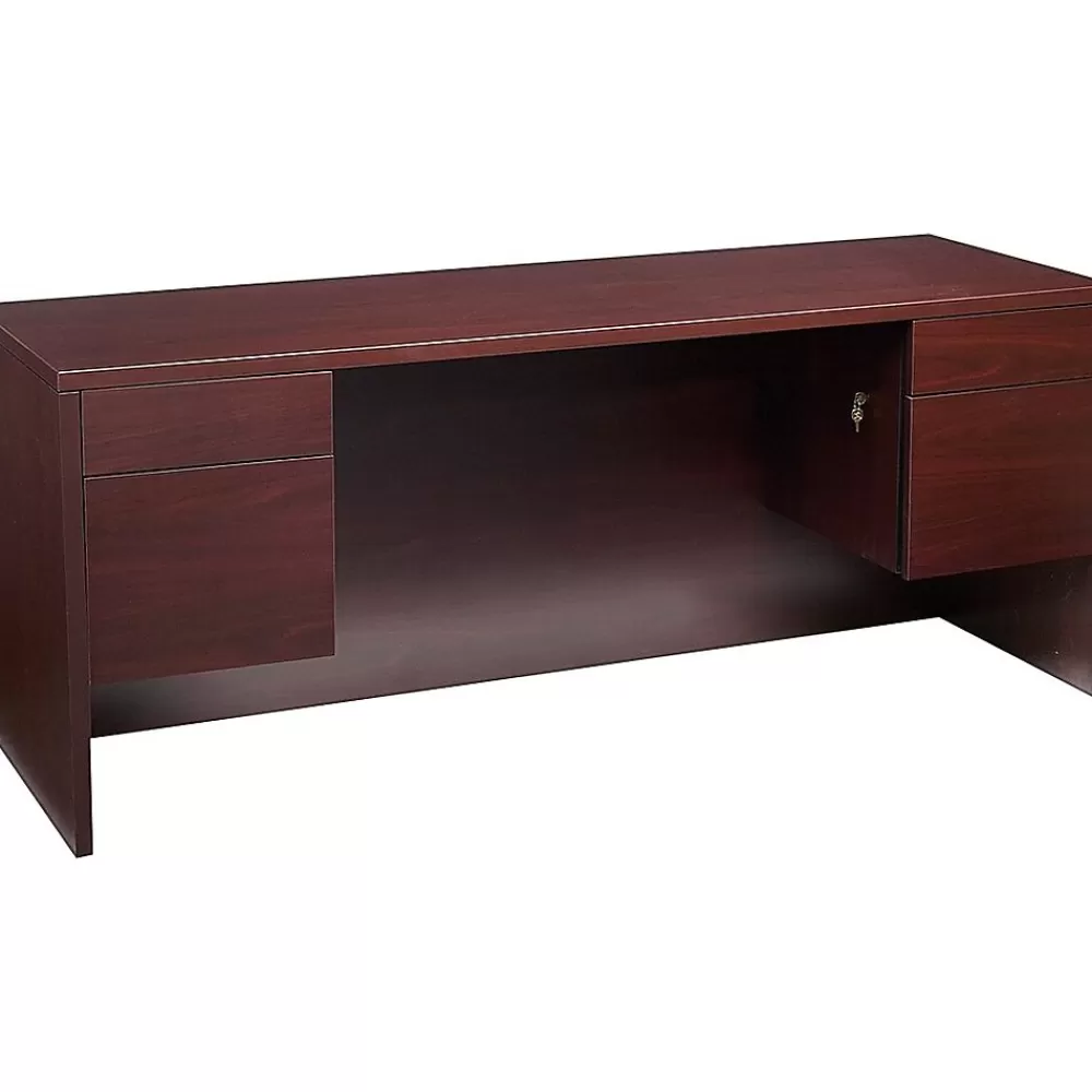 HON 10500 Series Credenza with Kneespace, 2 Box/2 File Drawers, 72"W, Mahogany Finish Best