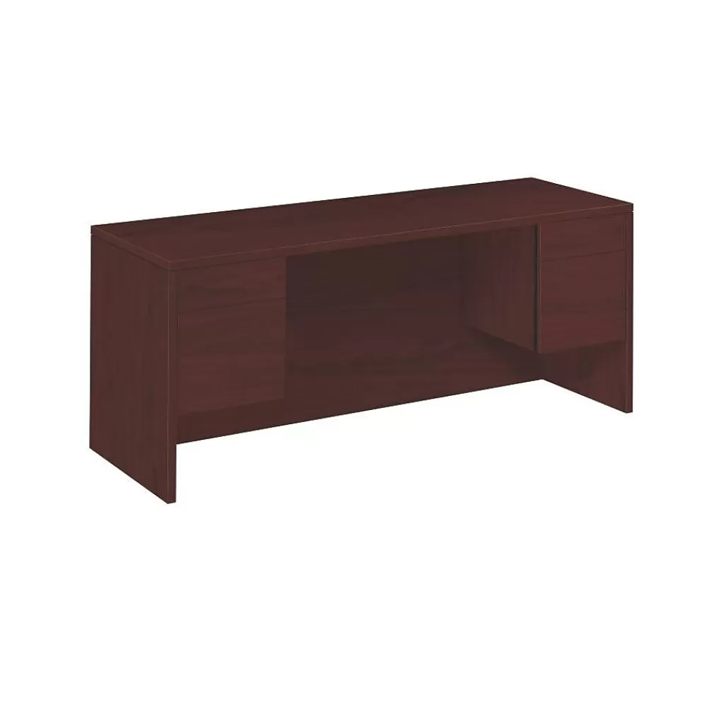 HON 10500 Series Credenza with Kneespace, 2 Box/2 File Drawers, 72"W, Mahogany Finish Best