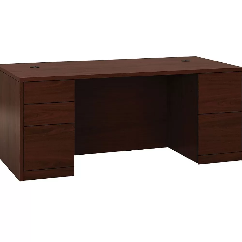 HON ® 10500 Series™ Double Pedestal Desk with Full Pedestals, 29 1/2"H x 72"W x 36"D, Mahogany (105890NN) Best