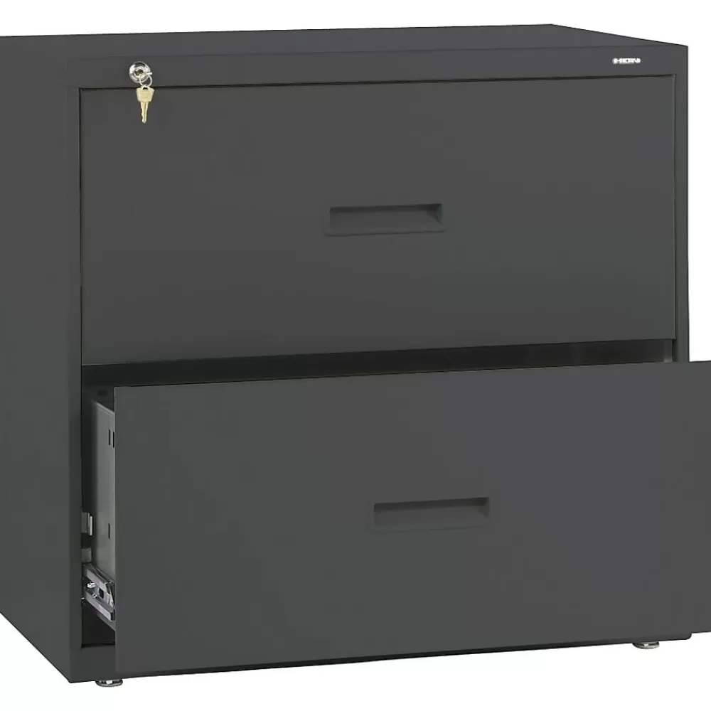 HON 400 Series 2-Drawer Lateral File Cabinet, Letter/Legal Size, Lockable, 28.375"H x 30"W x 19.25"D, Charcoal (432LS) Flash Sale