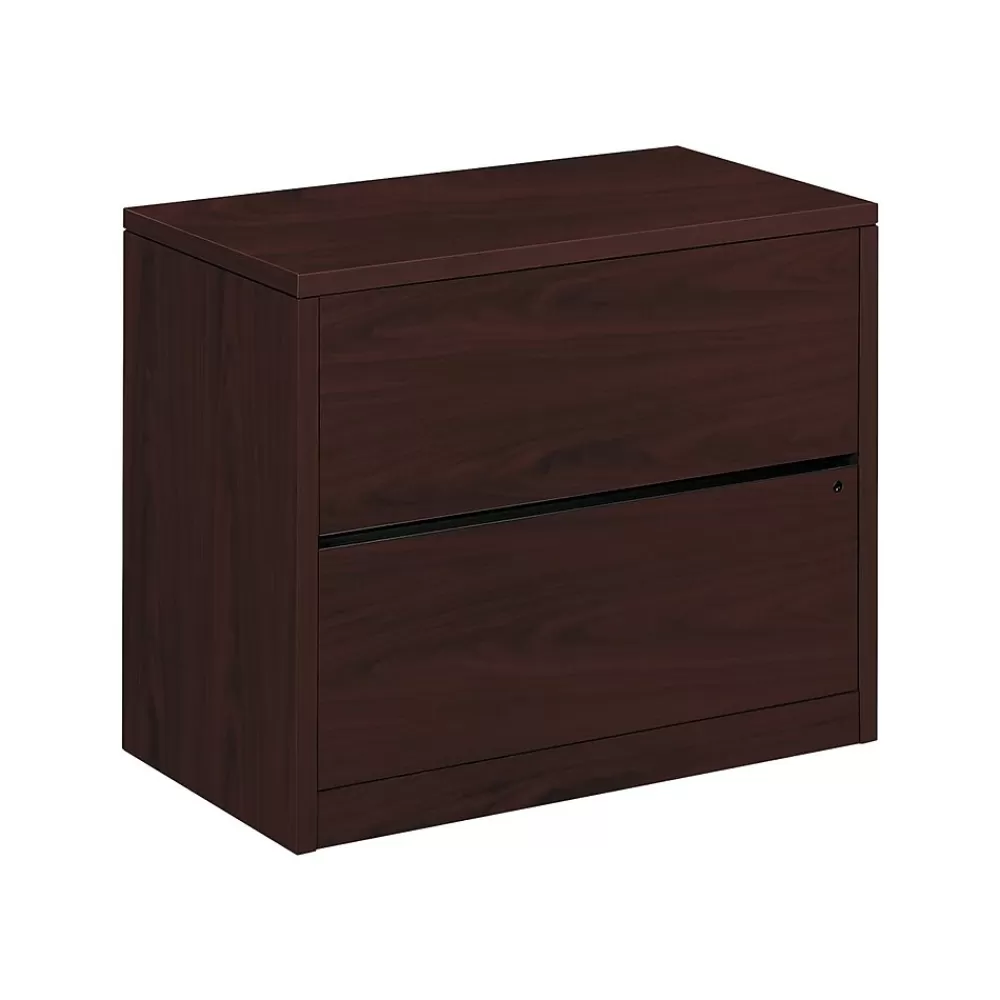 HON 10500 Series 2-Drawer Lateral File Cabinet, Locking, Letter/Legal, Mahogany, 36"W (H10563.NN) Store