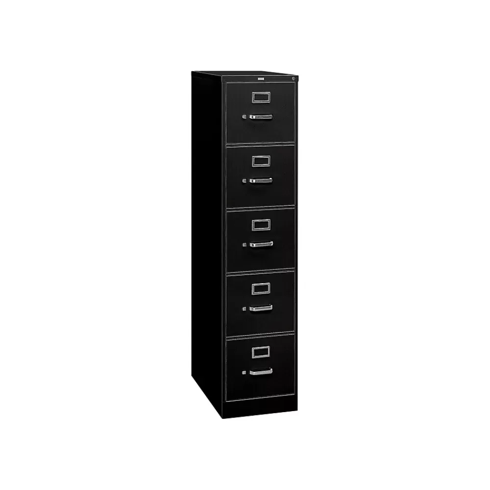 HON 310 Series 5-Drawer Vertical File Cabinet, Legal Size, Lockable, 60"H x 18.25"W x 26.5"D, Black (315CPP) Store