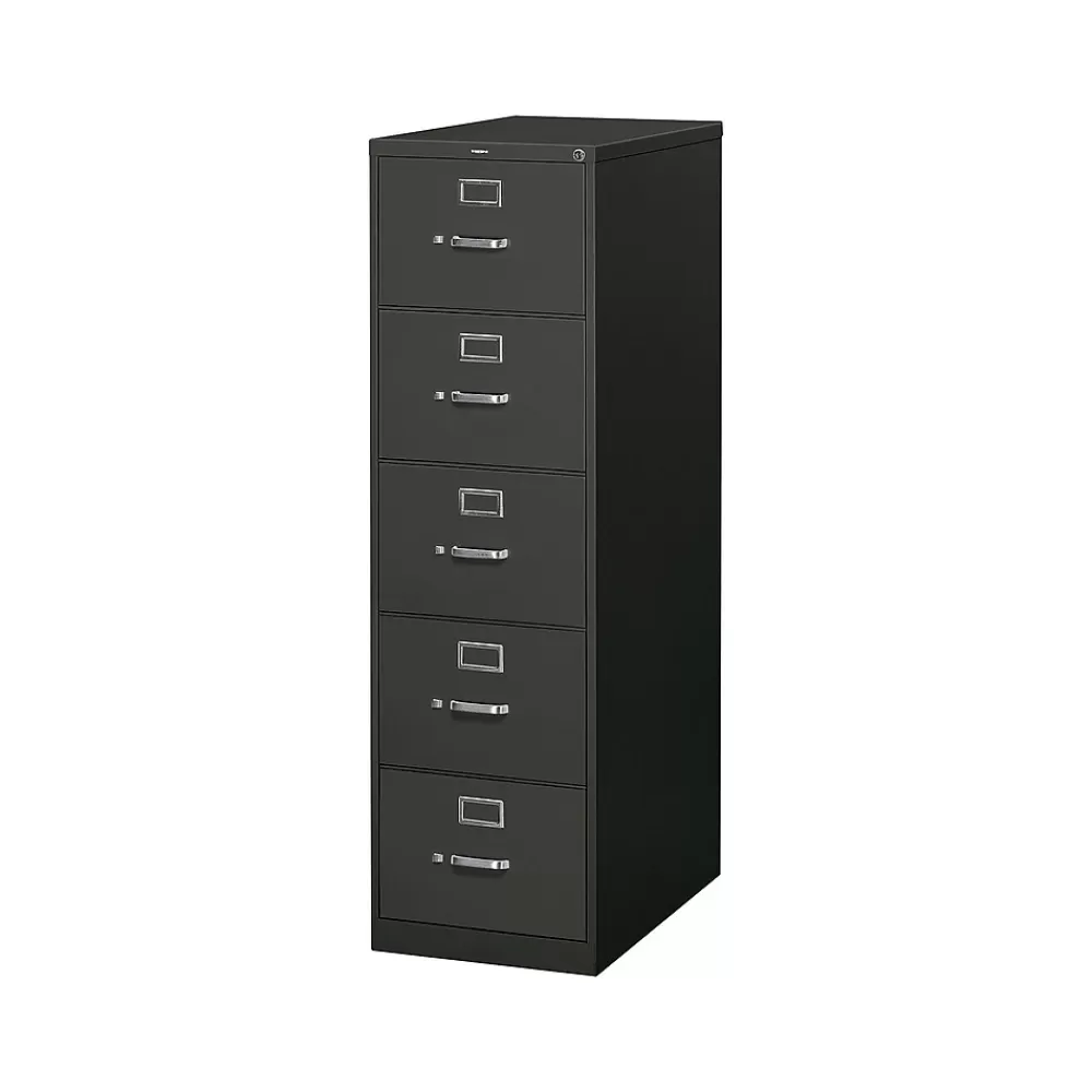 HON 310 Series 5-Drawer Vertical File Cabinet, Legal Size, Lockable, 60"H x 18.25"W x 26.5"D, Black (315CPP) Store
