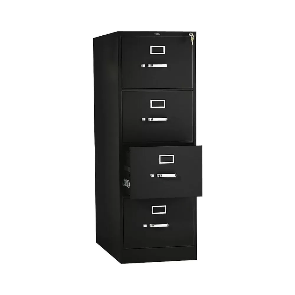 HON 310 Series 4-Drawer Vertical File Cabinet, Legal Size, Lockable, 52"H x 18.25"W x 26.5"D, Black (314CPP) Best Sale