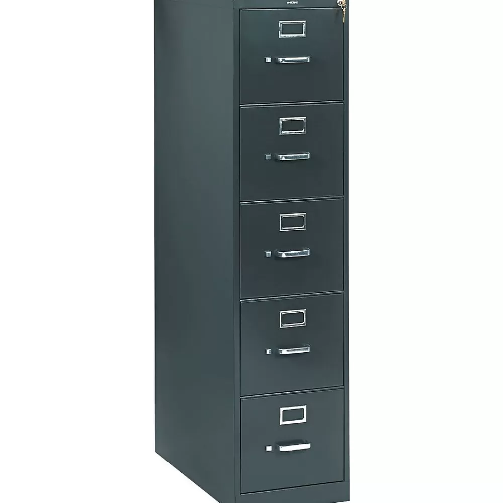 HON 310 Series 5-Drawer Vertical File Cabinet, Letter Size, Lockable, Charcoal, 26 1/2"D (315PS) Best Sale