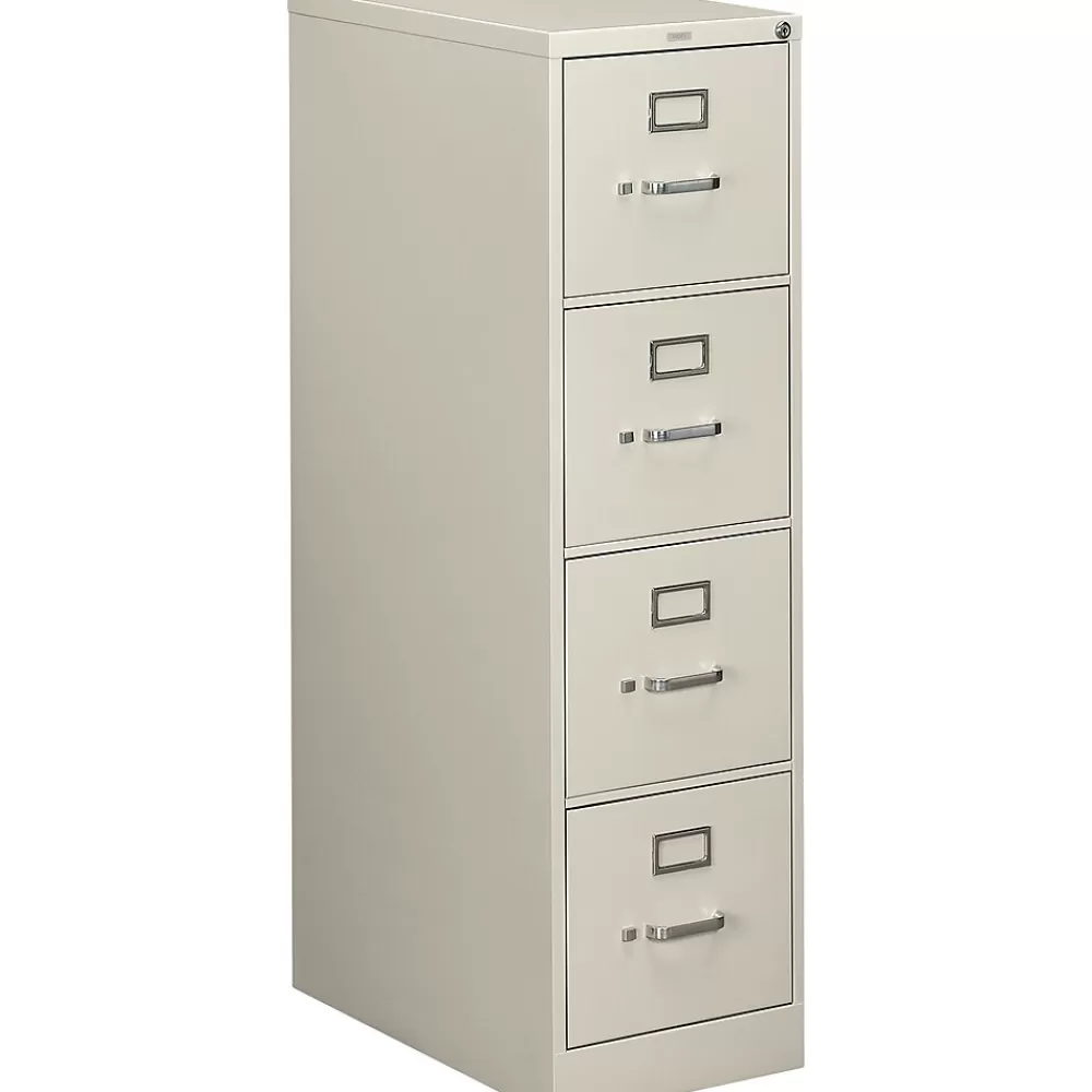 HON 510 Series 4-Drawer Vertical File Cabinet, Letter Size, Lockable, 51.97"H x 15"W x 25"D, Light Gray (H514.P.Q) Flash Sale