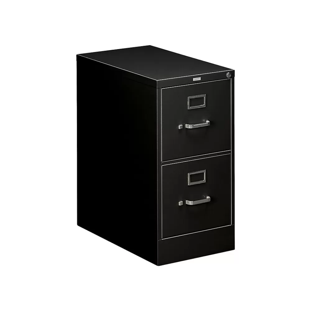 HON 510 Series 2-Drawer Vertical File Cabinet, Locking, Letter, Black, 25"D (512PP) Cheap