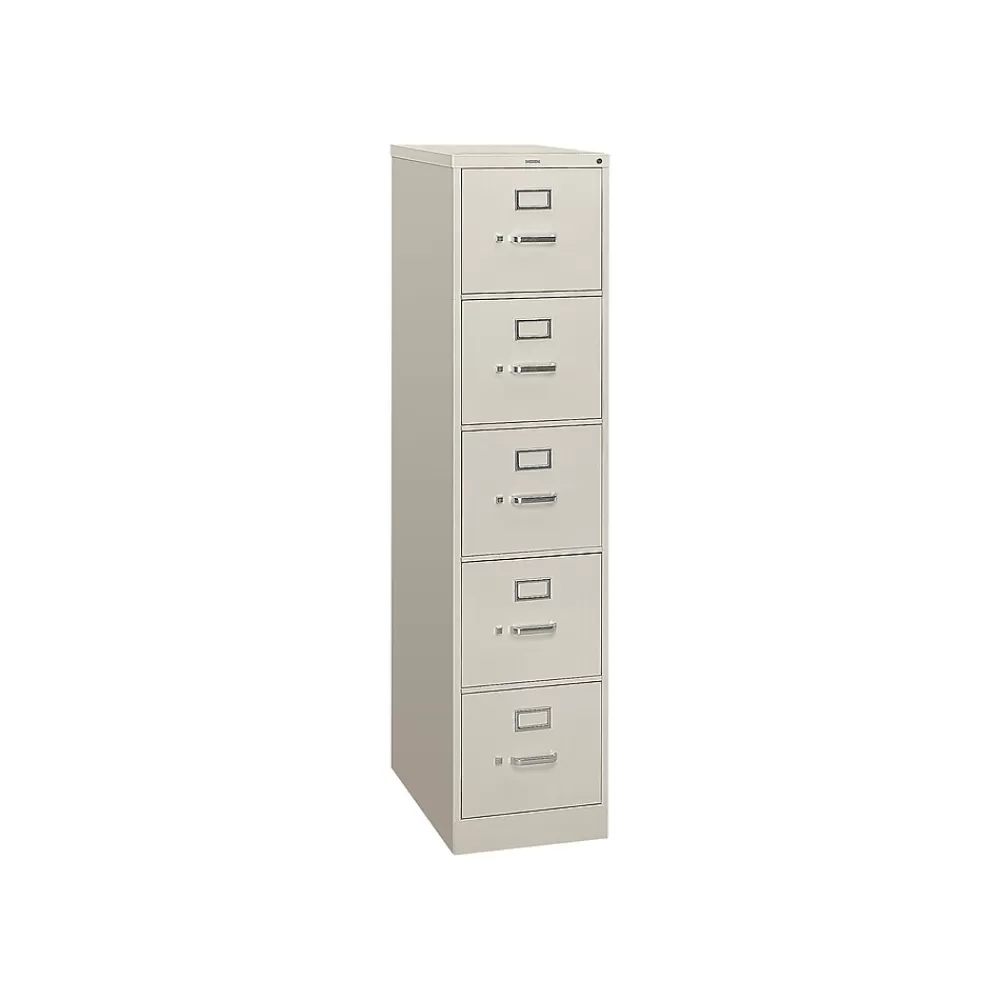 HON 310 Series 5-Drawer Vertical File Cabinet, Locking, Letter, Gray, 26.5"D (PHS-84) Best Sale