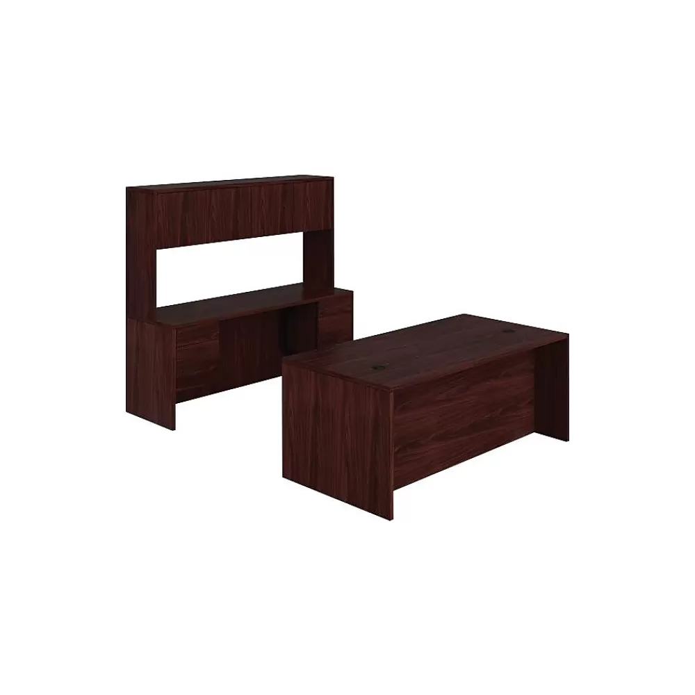 HON 10500 Series Executive Workstation, Desk, Credenza, Hutch, Mahogany (105DCH7298N) Cheap