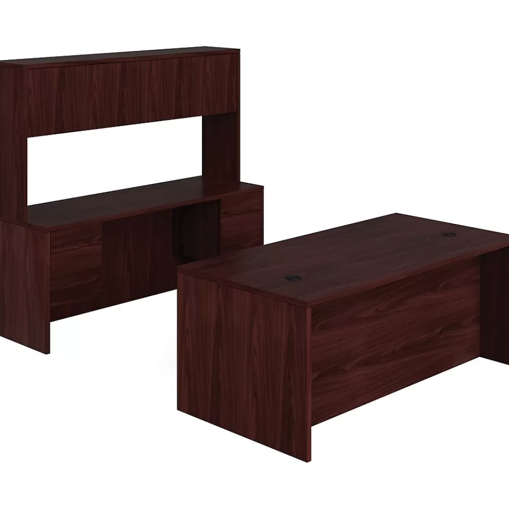 HON 10500 Series Executive Workstation, Desk, Credenza, Hutch, Mahogany (105DCH7298N) Cheap