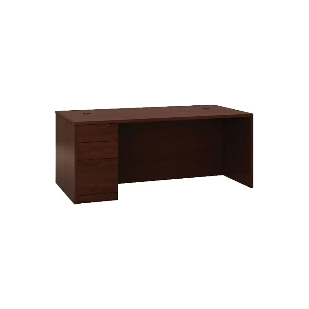 HON 10500 Series Left Pedestal Desk, 2 Box/1 File Drawer, 72"W, Mahogany Finish Online