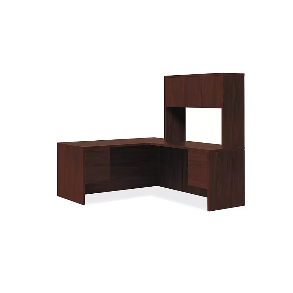 HON 10500 Series L-Workstation, Stack-On Storage, 66"W x 78"D, Mahogany Finish (105LLH6630N) Shop