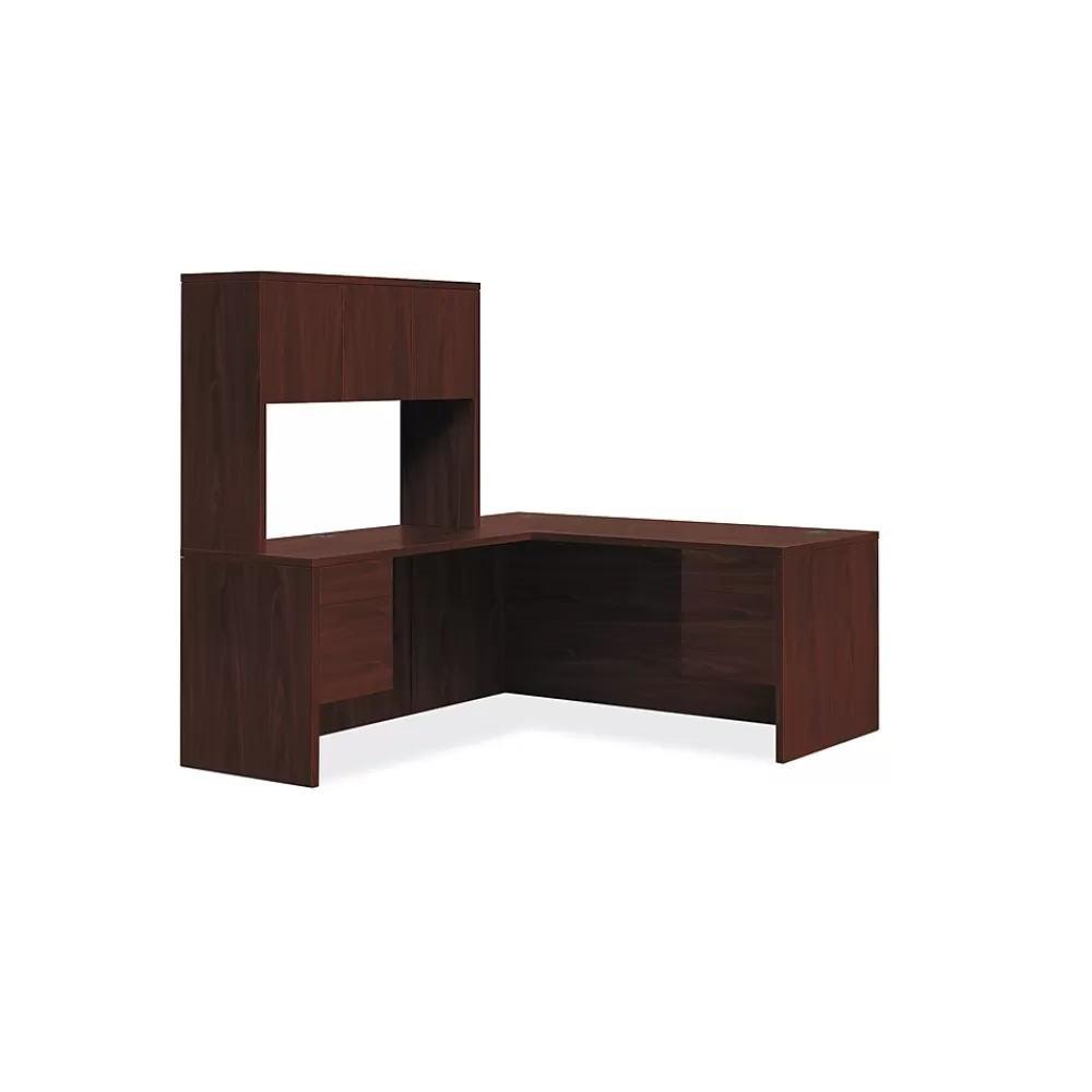 HON 10500 Series L-Workstation, Stack-On Storage, 66"W x 78"D, Mahogany Finish (105LRH6630N) Discount