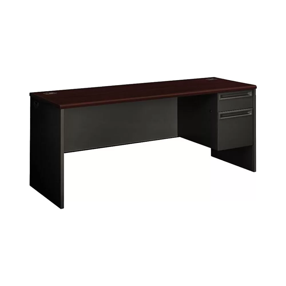 HON ® 38000 Series Right Pedestal Credenza, Mahogany/Charcoal, 29 1/2"H x 72"W x 24"D Online