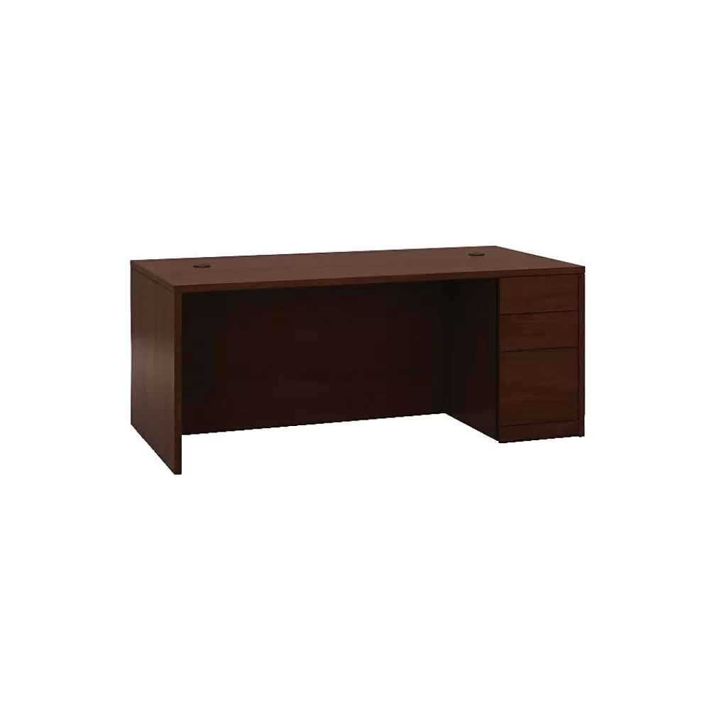HON 10500 Series Right Pedestal Desk, 2 Box/1 File Drawer, 72"W, Mahogany Finish Online