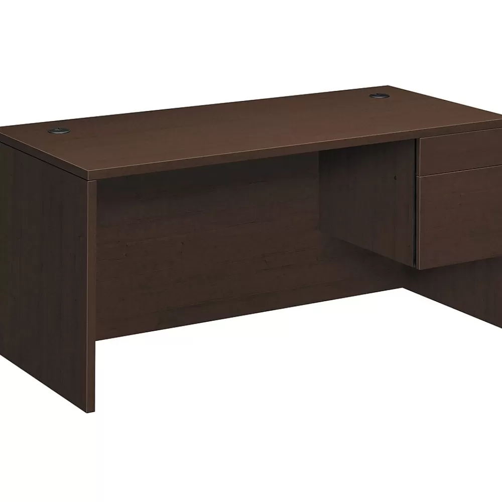 HON 10500 Series Right Pedestal Desk, 1 Box/1 File Drawer, 66"W, Mocha Finish Flash Sale