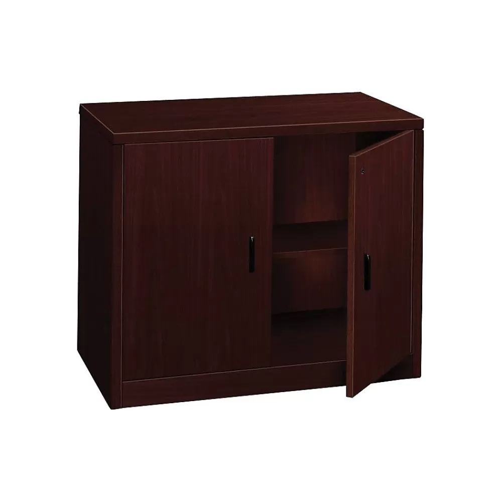 HON 10500 Series Storage Cabinet, 2 Doors, 36"W, Mahogany Finish Outlet