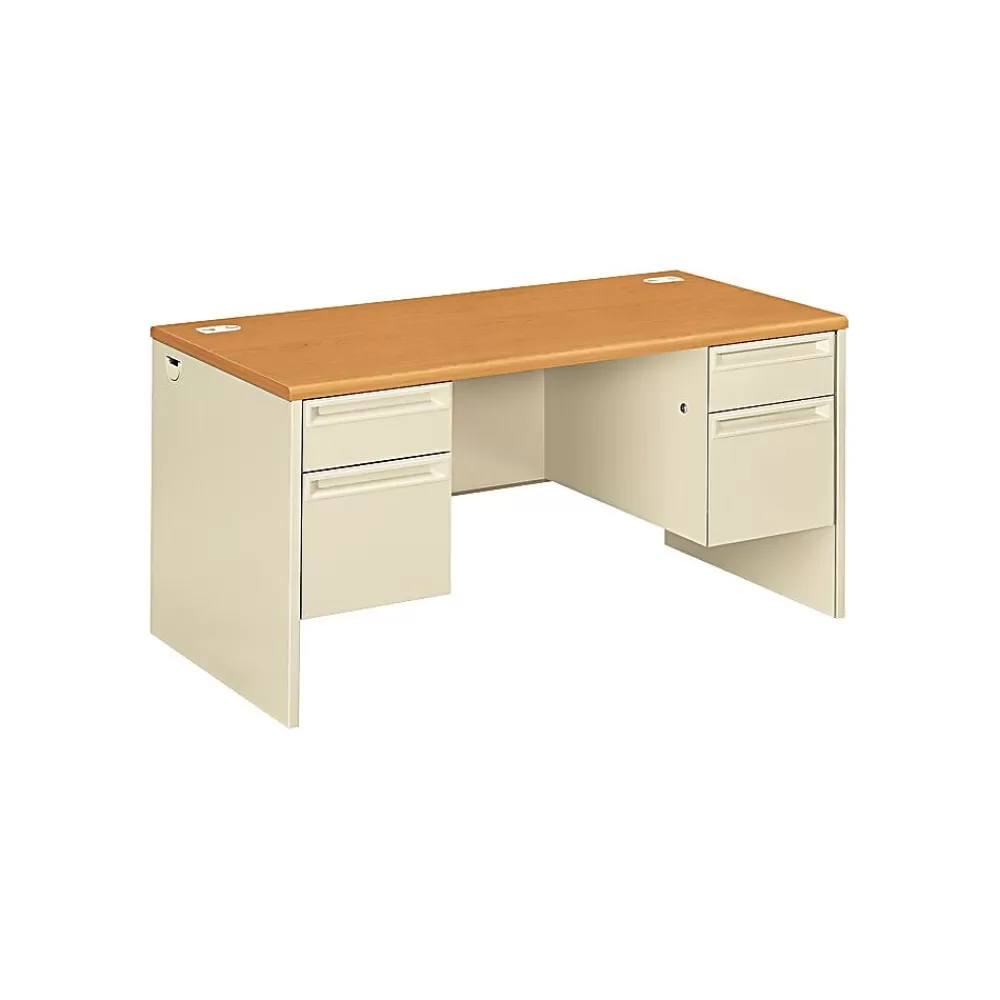 HON 38000 Series 60"W Double Pedestal Desk, Harvest (38155CL) Sale