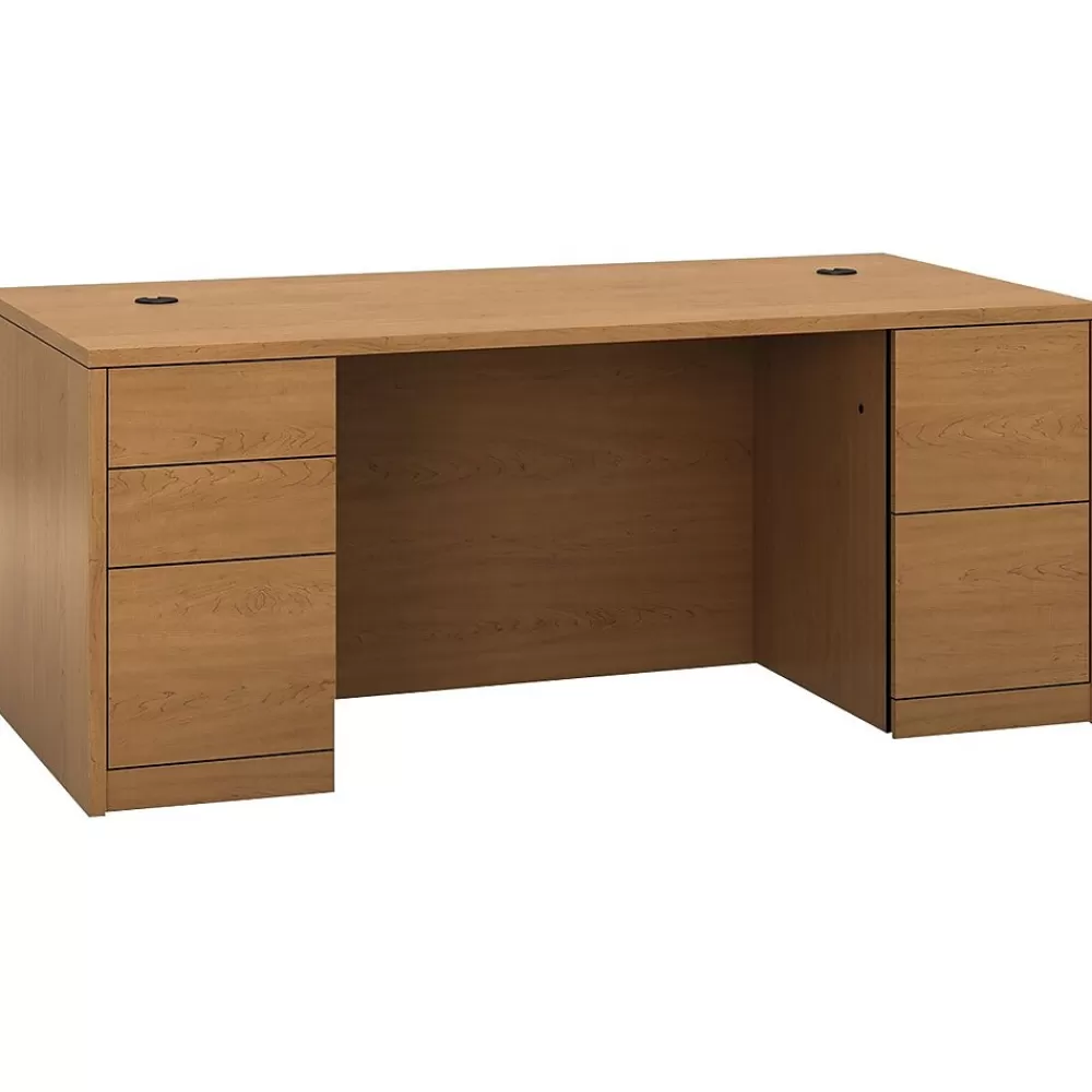 HON 10500 Series 72"W Double Pedestal Desk with Full Pedestals, Harvest (105890CC) Best