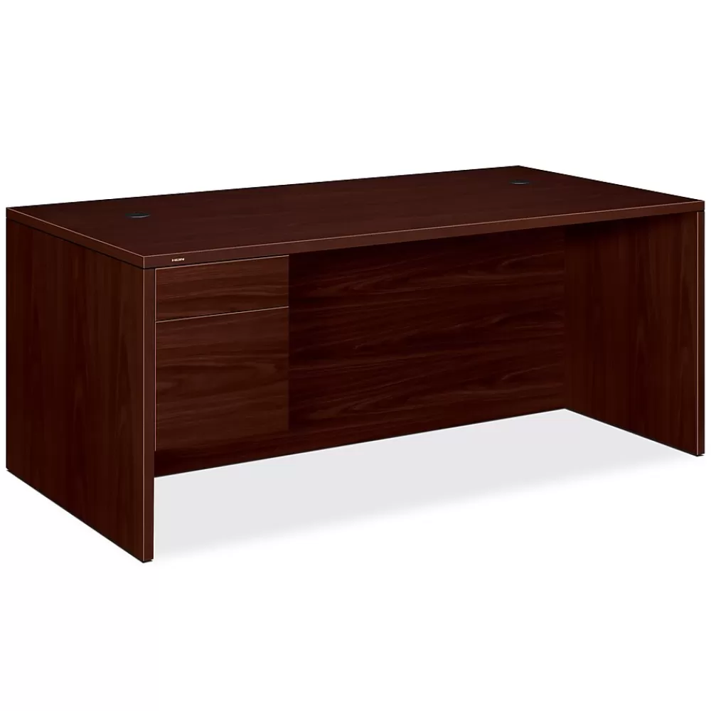 HON 10500 Series 72"W Left Pedestal Desk, Mahogany (H10586LNN) Best Sale