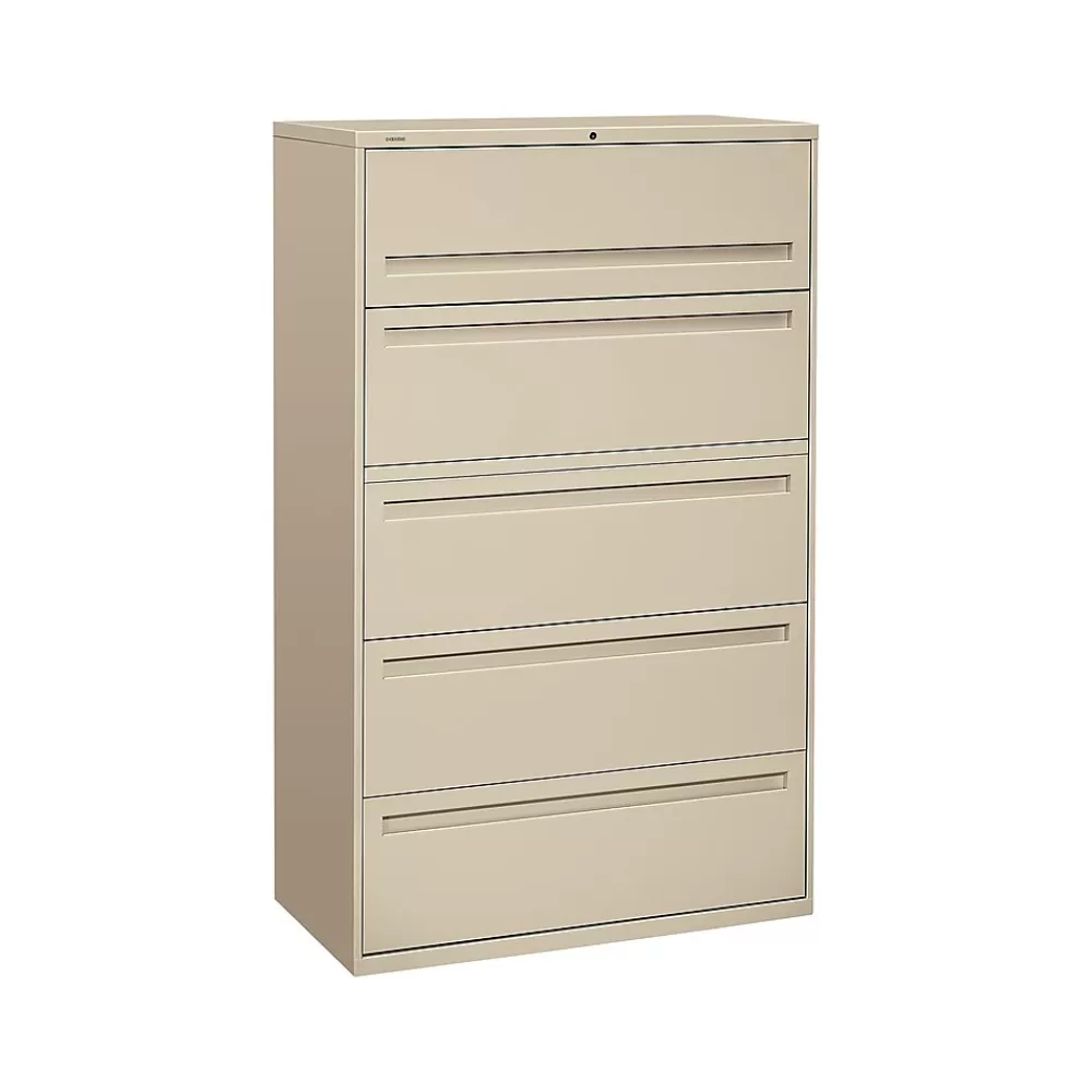 HON Brigade 700 Series 5 File Drawer Lateral File Cabinet, Locking, Letter/Legal, Putty/Beige, 42"W (H795.L.L) Online