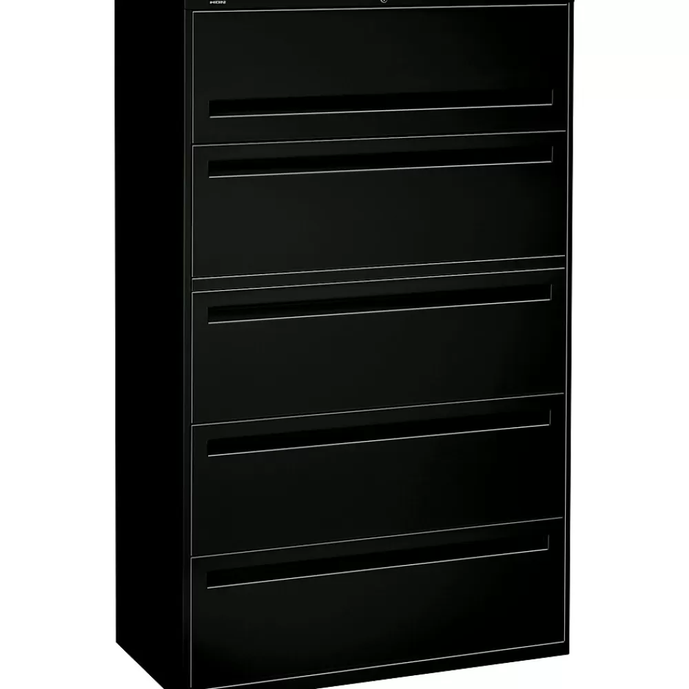 HON Brigade 700 Series 5-Drawer Lateral File Cabinet, Letter/Legal, Black, 42" (795LP) Best Sale