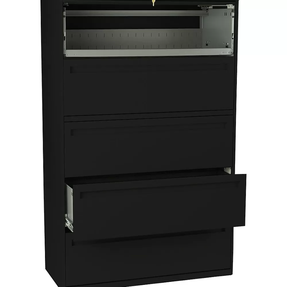 HON Brigade 700 Series 5-Drawer Lateral File Cabinet, Letter/Legal, Black, 42" (795LP) Best Sale