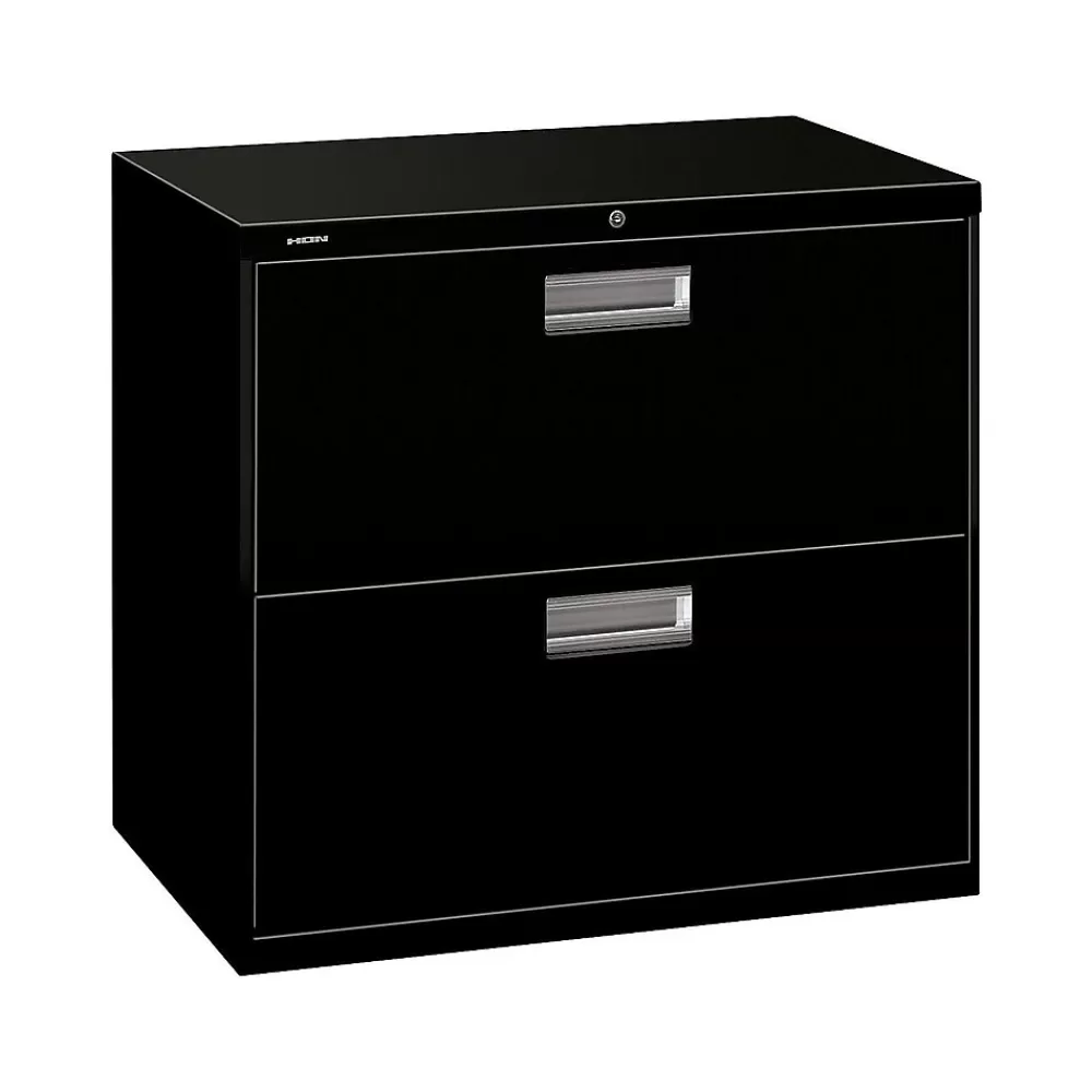 HON Brigade 600 Series 2-Drawer Lateral File Cabinet, Locking, Letter/Legal, Black, 30"W (H672.L.P) Online