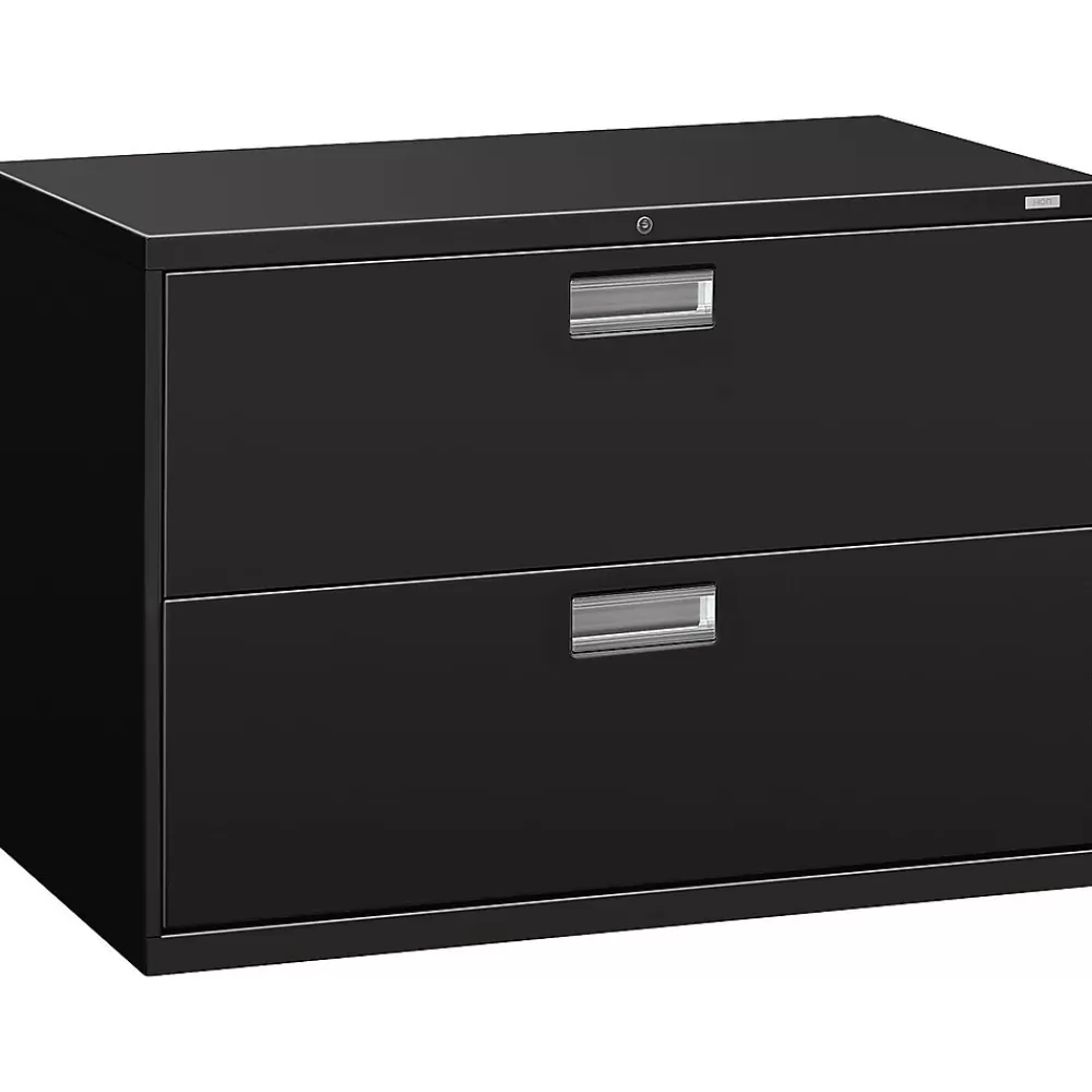 HON Brigade 600 Series 2-Drawer Lateral File Cabinet, Locking, Letter/Legal, Black, 42"W (H692.L.P) Best Sale