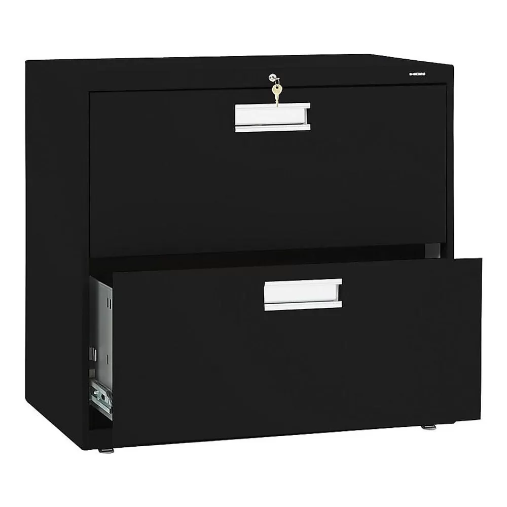 HON Brigade 600 Series 2-Drawer Lateral File Cabinet, Locking, Letter/Legal, Black, 30"W (H672.L.P) Online