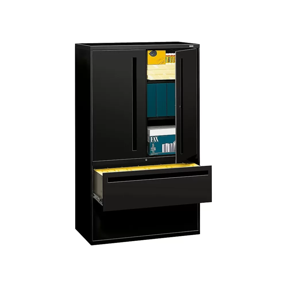 HON Brigade 700 Series 2-Drawer Lateral File Cabinet, Locking, Letter/Legal, Black, 42"W (H795LSP) Cheap