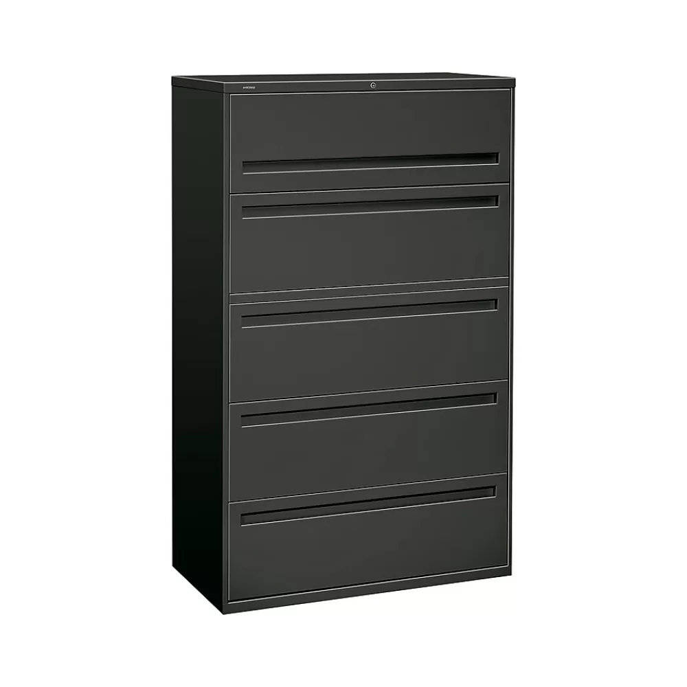 HON Brigade 700 Series 5-Drawer Lateral File Cabinet, Locking, Letter/Legal, Charcoal, 42"W (795LS) Cheap