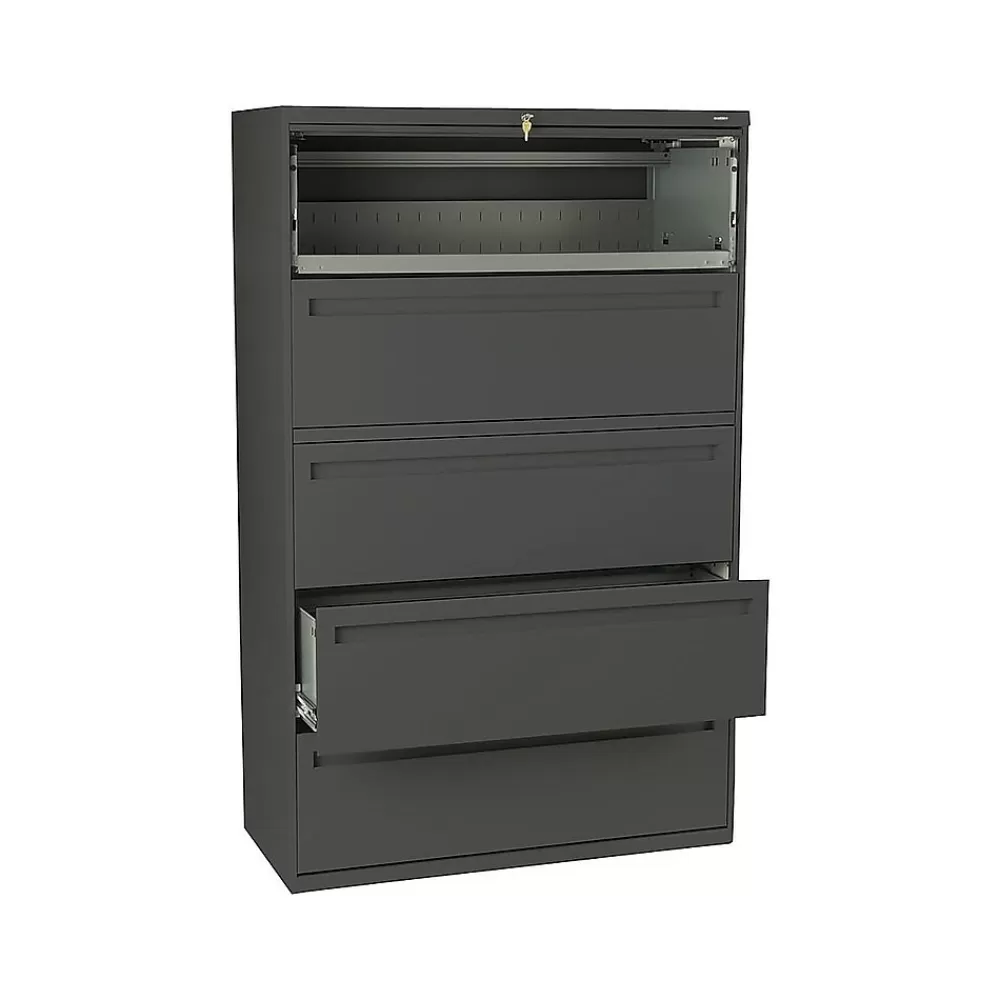 HON Brigade 700 Series 5-Drawer Lateral File Cabinet, Locking, Letter/Legal, Charcoal, 42"W (795LS) Cheap