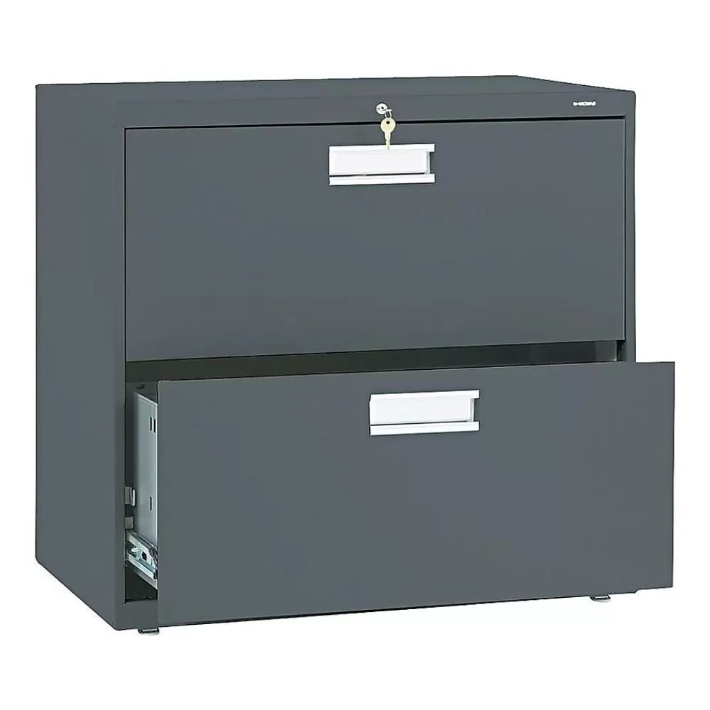 HON Brigade 600 Series 2-Drawer Lateral File Cabinet, Locking, Letter/Legal, Charcoal, 30"W (H672.L.S) Sale