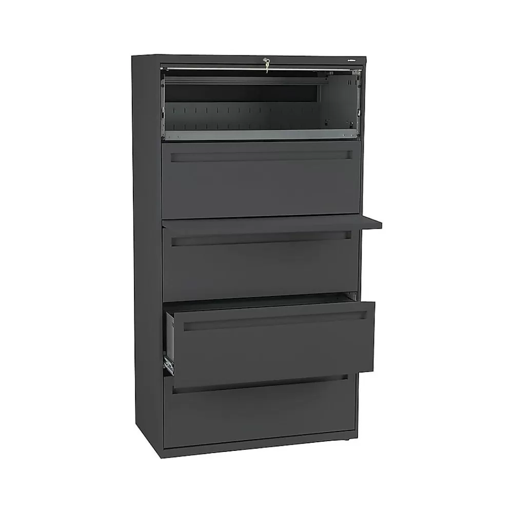 HON Brigade 700 Series 5-Drawer Lateral File Cabinet, Locking, Letter/Legal, Charcoal, 36"W (-785LS) Best Sale