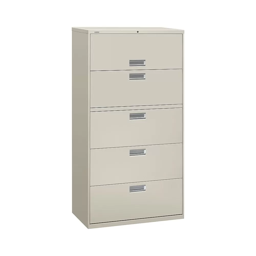 HON Brigade 600 Series 5-Drawer Lateral File Cabinet, Locking, Letter/Legal, Gray, 36"W (H685.L.Q) New