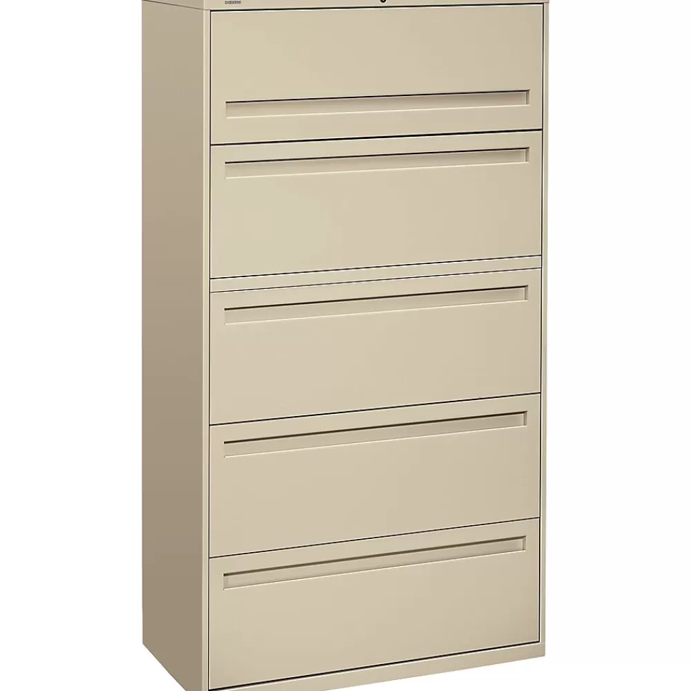 HON Brigade 700 Series 5-Drawer Lateral File Cabinet, Locking, Letter/Legal, Putty, 36" (-785LL) Cheap